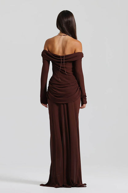 Moonlit Grace Off-Shoulder Dress