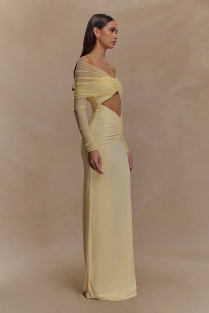 Slinky And Mesh Maxi Dress