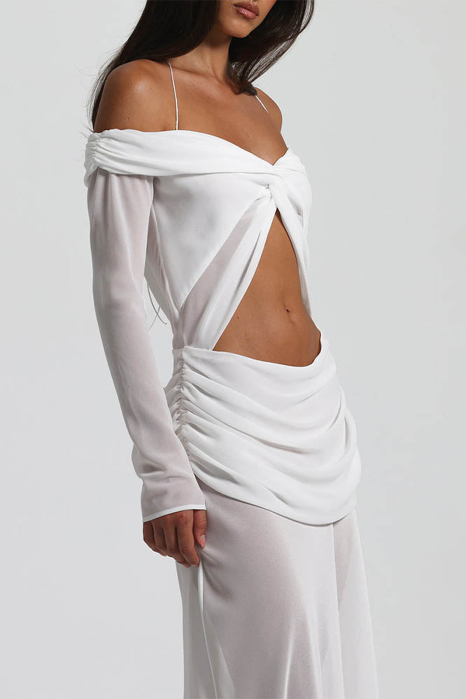 Moonlit Grace Off-Shoulder Dress