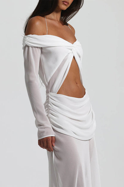 Moonlit Grace Off-Shoulder Dress