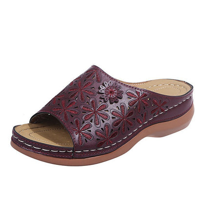 New Flower Fish Mouth Sandals Hollow Wedge Sandals And Slippers Women