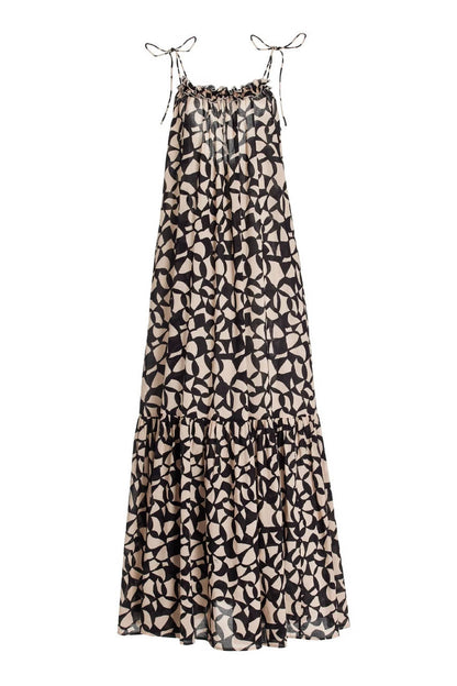 Monochrome Reverie-Midi Dress