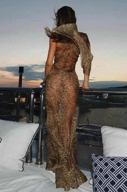 Leopard Mirage One-Shoulder Dress