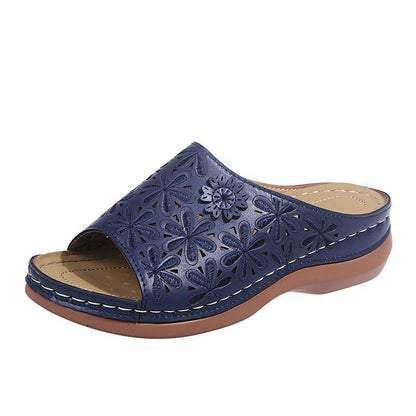 New Flower Fish Mouth Sandals Hollow Wedge Sandals And Slippers Women