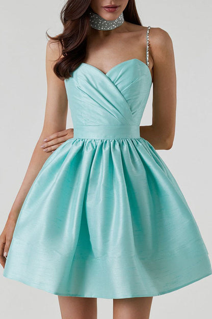 Sweet High-Waist Ruched Fluffy Mini Dress