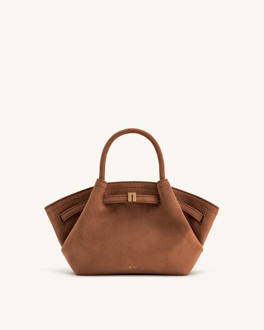 Hana Mini Faux Suede Tote Bag - Brown