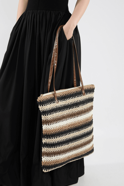 Colorful Handmade Straw Beach Bag