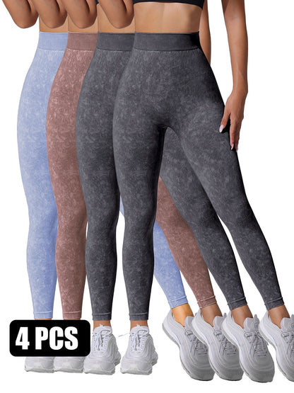 4PACK Sand-washed Seamless Yoga Pants